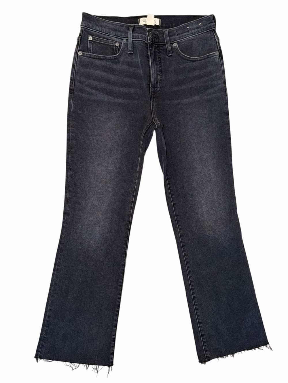 Madewell Mid-Rise Kick Out Crop Jeans Raw Hem Black Wash Women’s 28 - Picture 2 of 9